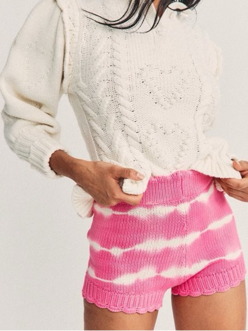 LoveShackFancy • Karissa knit shorts in hibiscus pink